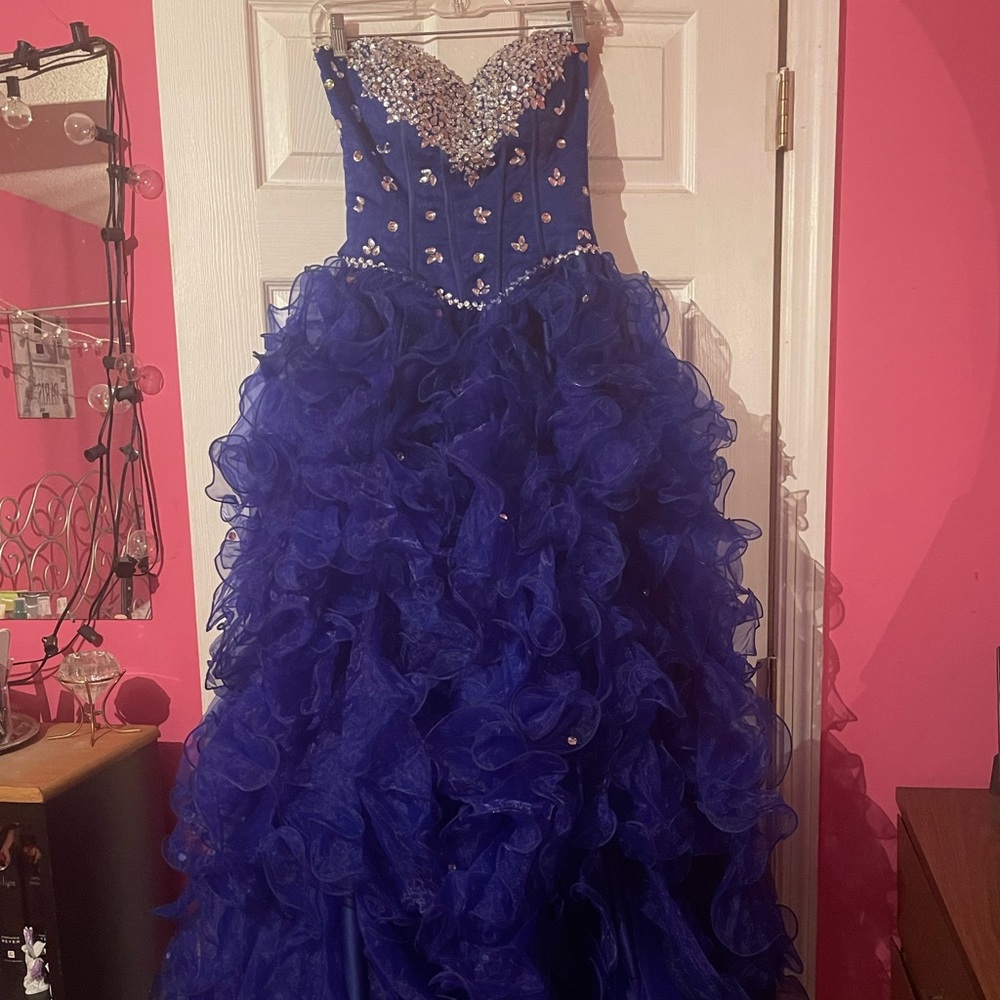 Blue Prom Dress Size 4 + Jewelry
